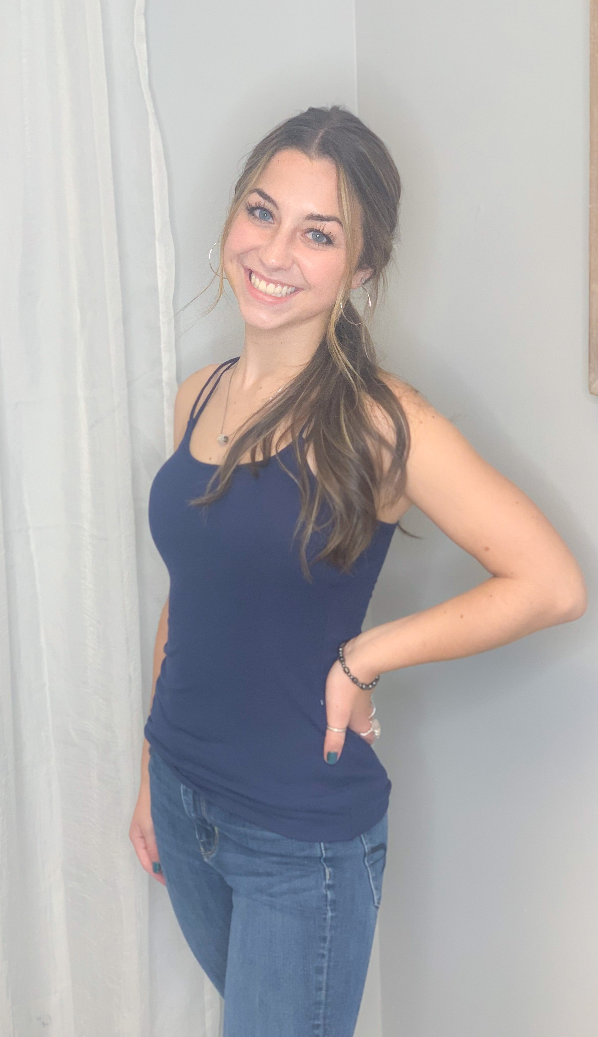 Navy Cross Back Tank Top