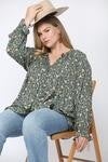 Ditsy Floral Peasant Top w/ Tassel Trim