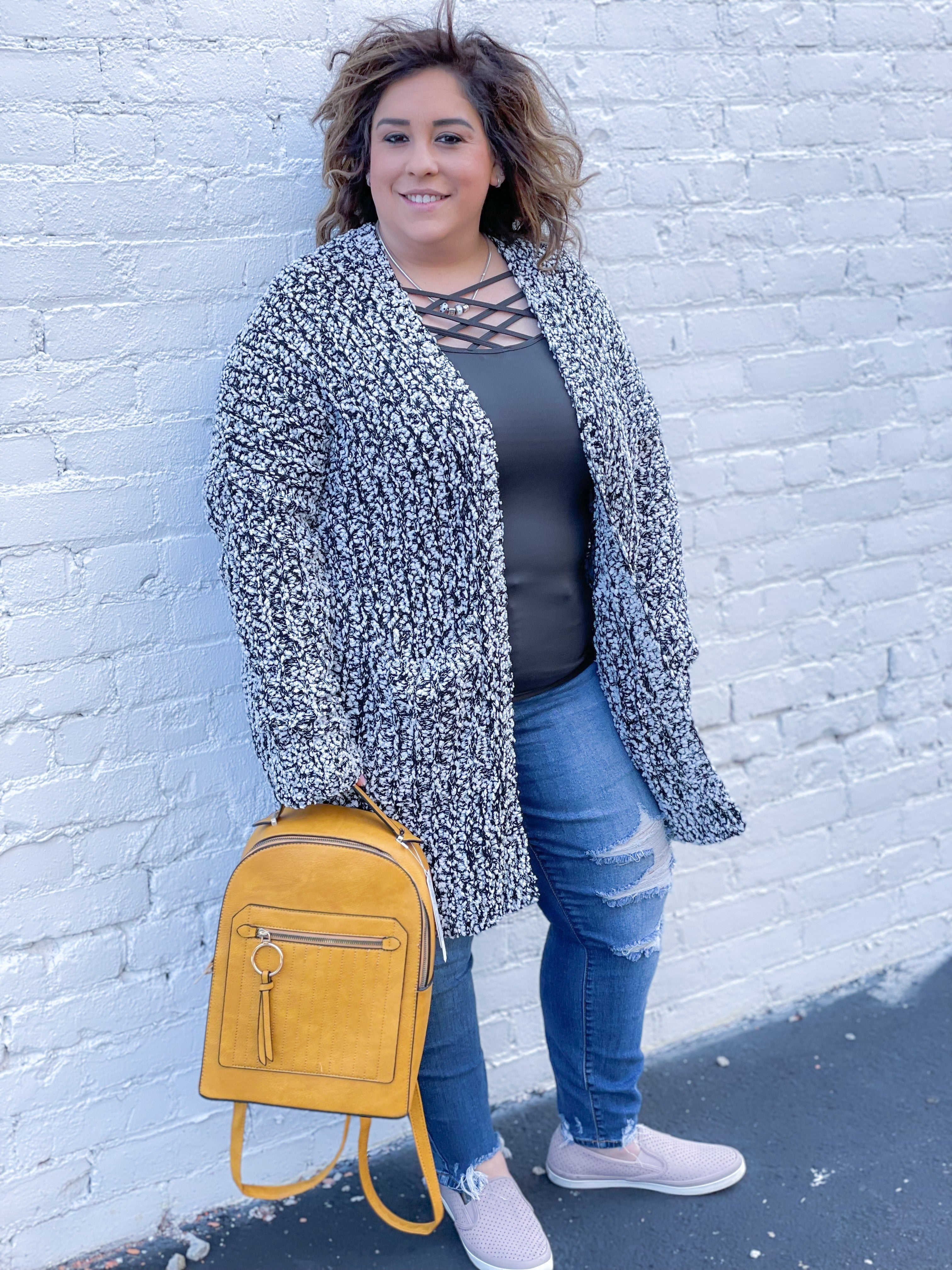 Popcorn Sweater w/ Pockets