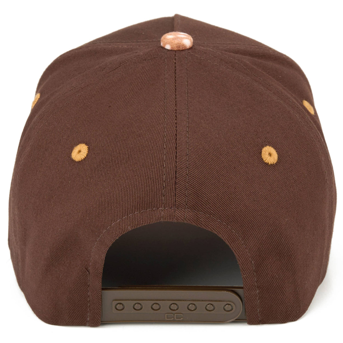 C.C OH DEER Letter Embroidered Two Tone Trucker Hat: Brown