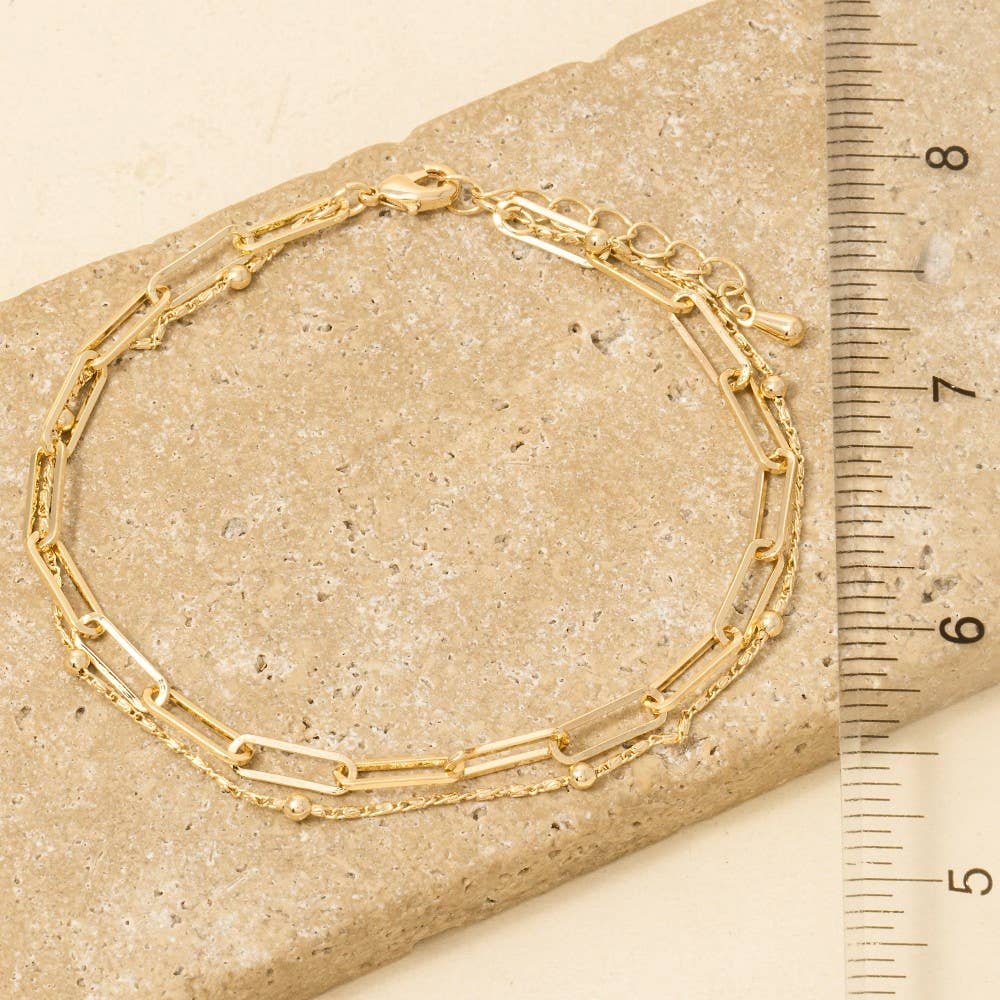 DeletedItem Mixed Layered Dainty Chain Bracelet: G