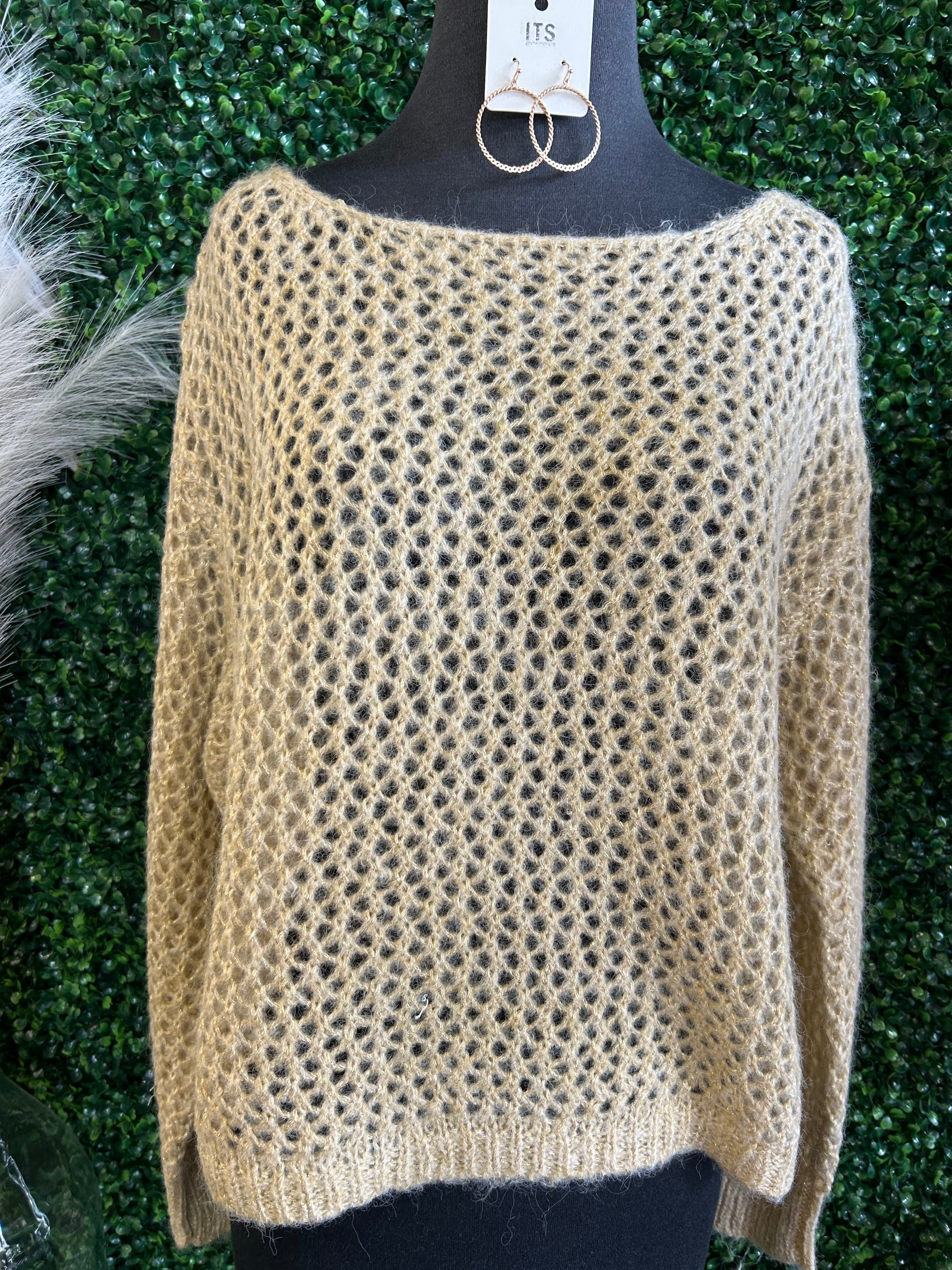 Metallic Net Pullover Sweater