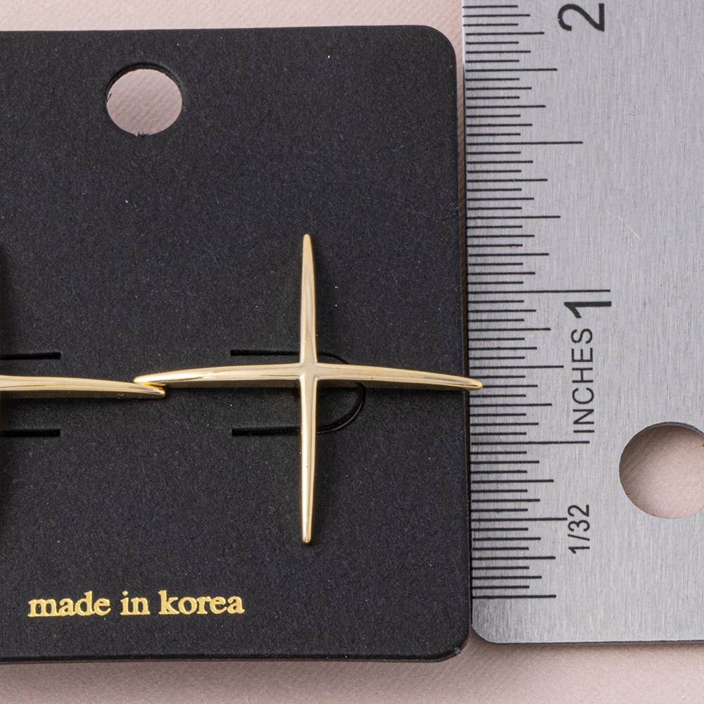 Slim Pointed Cross Stud Earrings: G