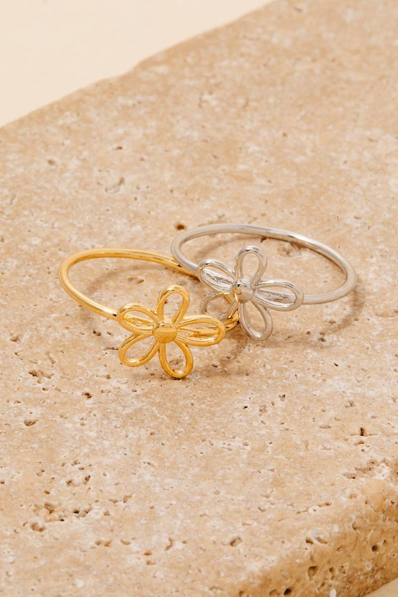 Wire Flower Dainty Band Ring: G