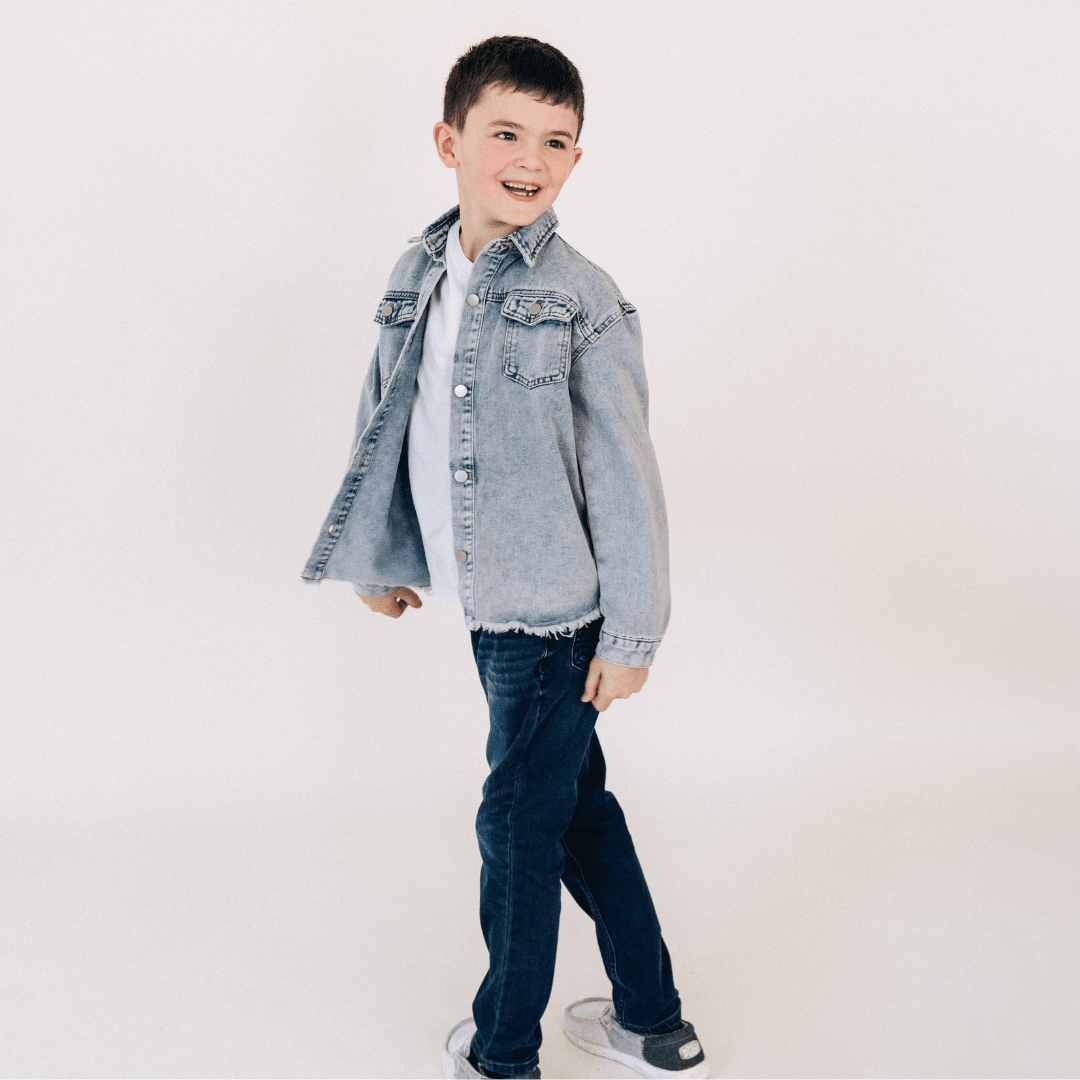 Raw Hem Denim Jean Jacket - Child: 3-4T