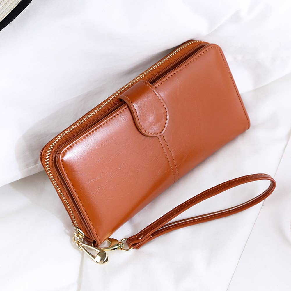 Long Zipper Buckle Large Capacity Wallet: Black