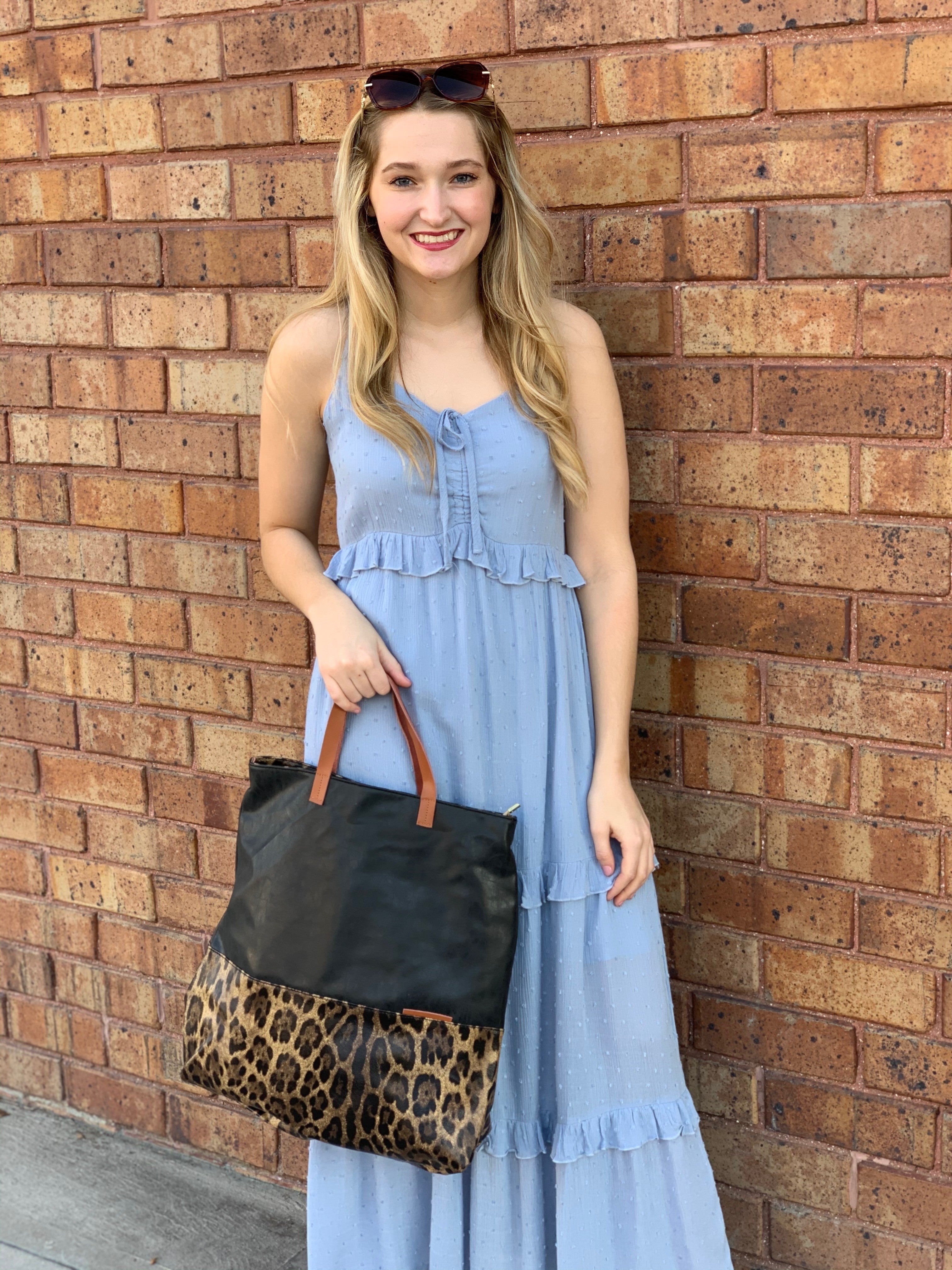 Blue Ruffled Camisole Maxi Dress