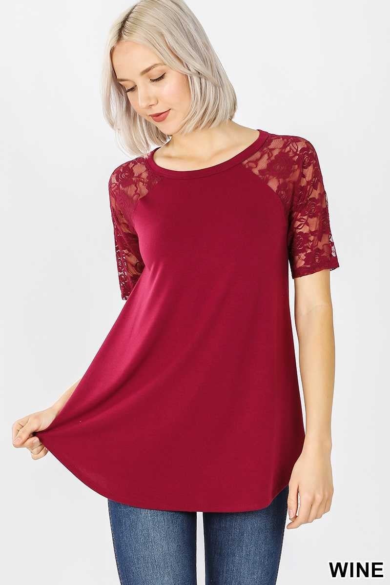 wine lace sleeve ragland