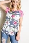 grey stripe/florall top