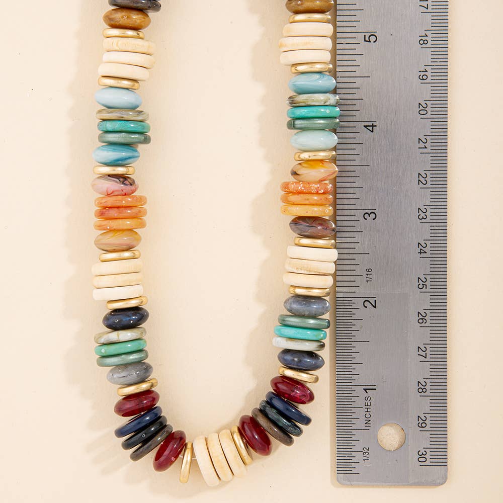 Chunky Mixed Disc Bead Short Necklace: WGMT