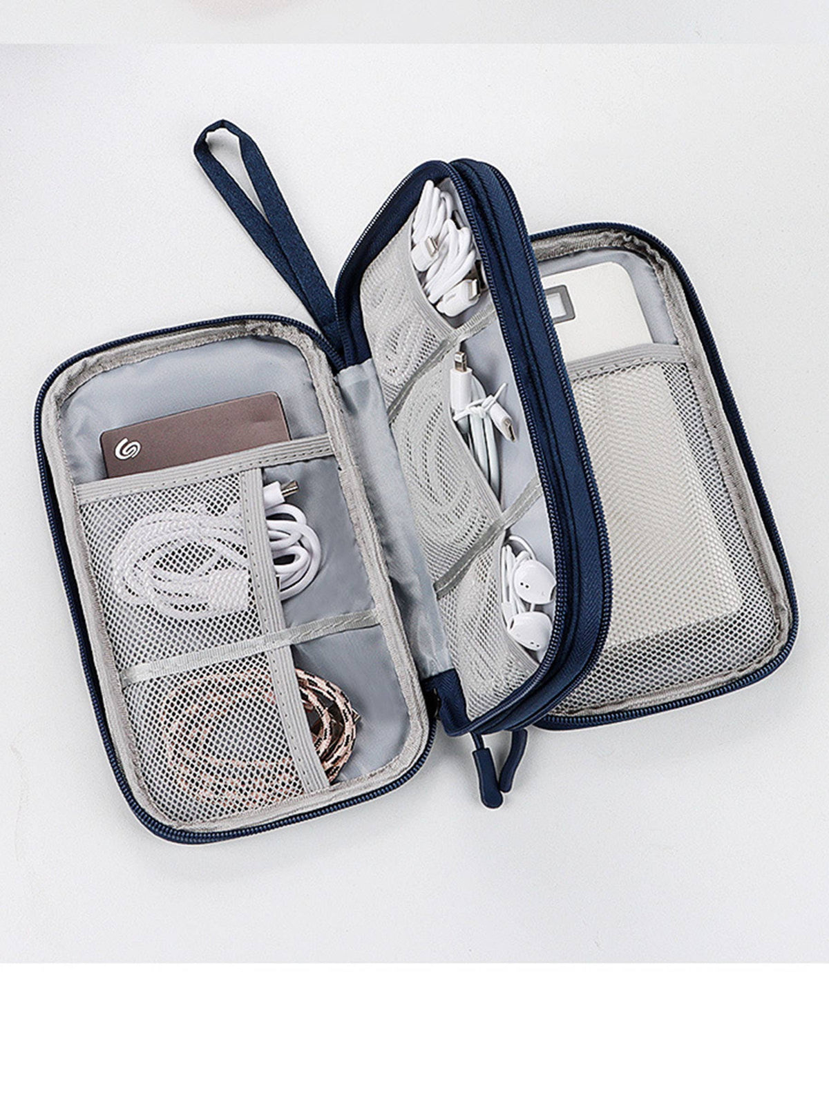 Electronic Organizer with 3 Compartments Travel Portable Bag: Black