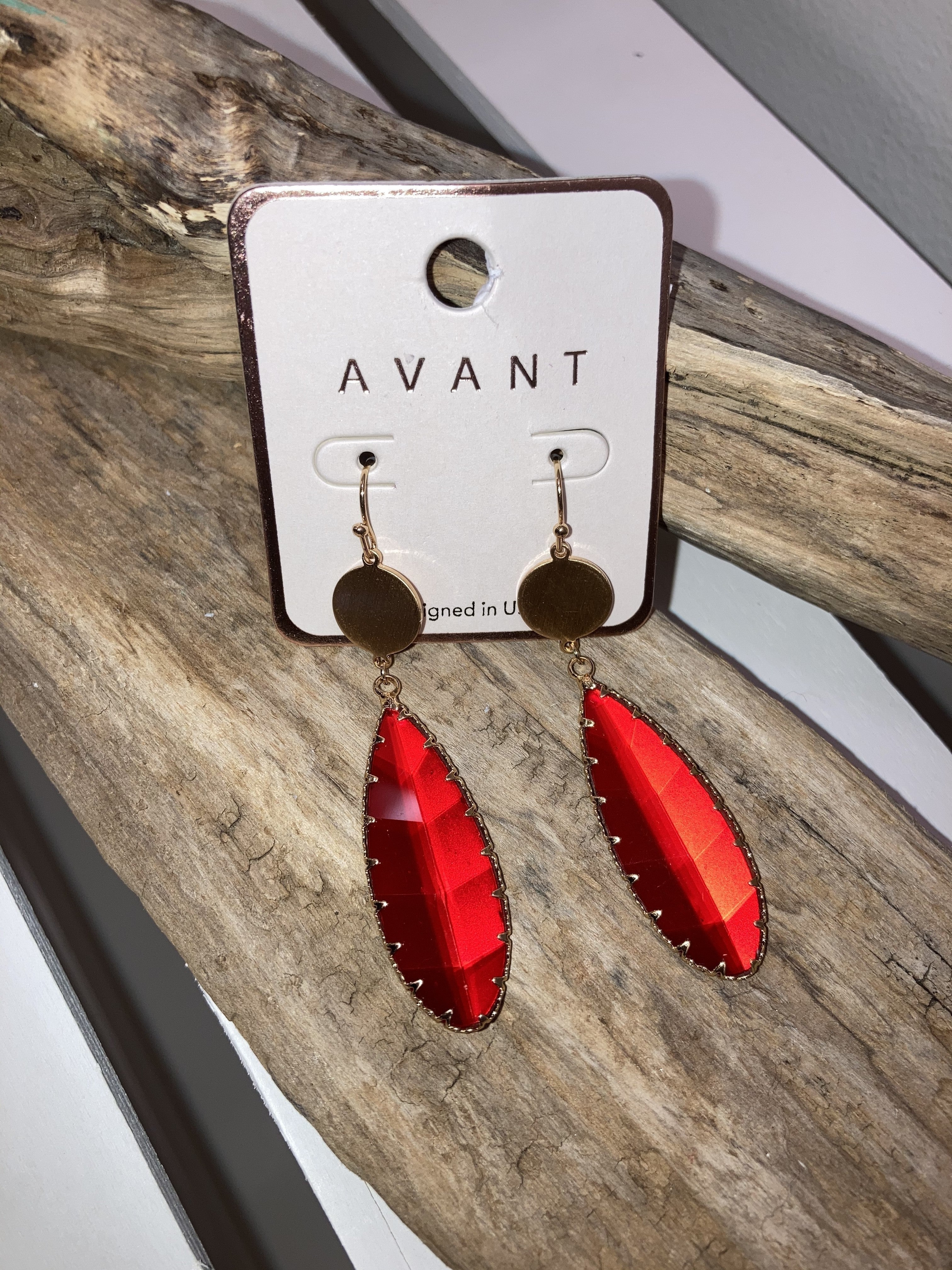 Red tear drop earrings