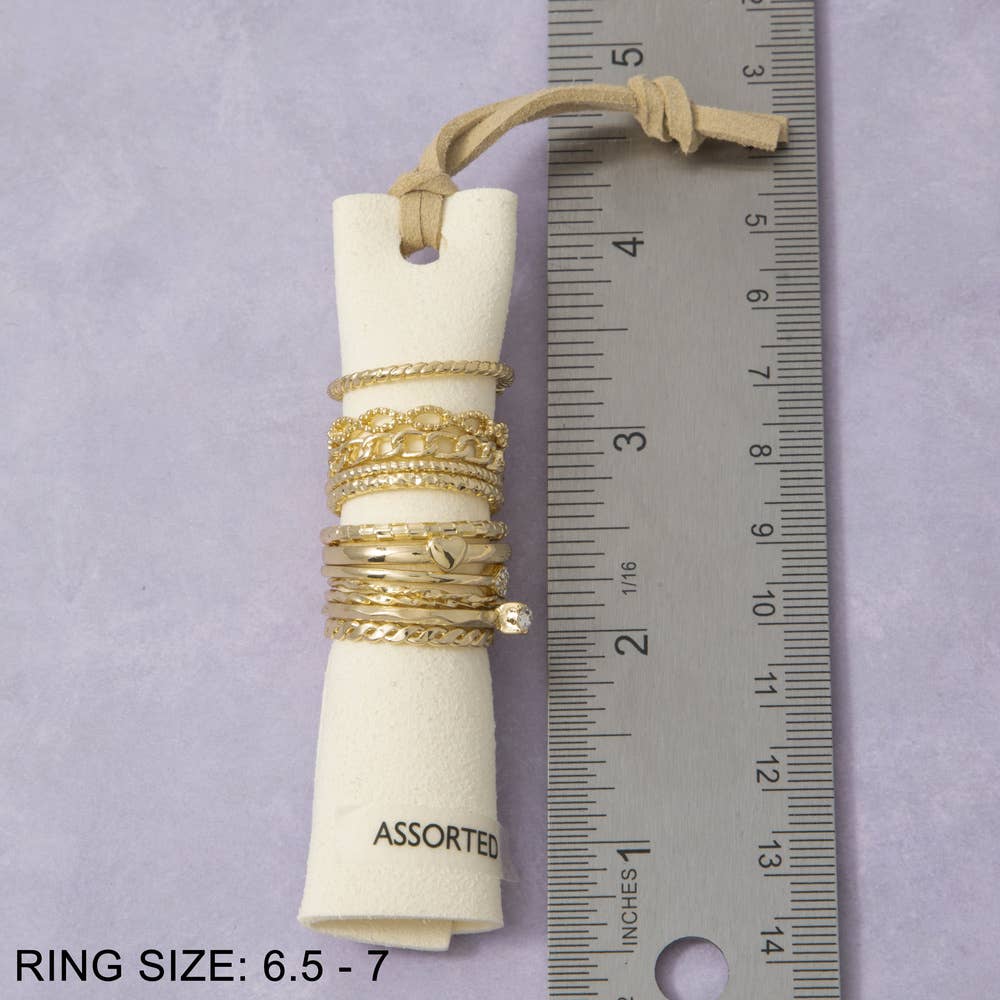 Crystal Heart And Cluster Stacking Ring Set: GDCRY