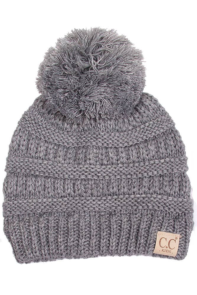 C.C Kids Solid Knit Pom Beanie: New Candy Pink