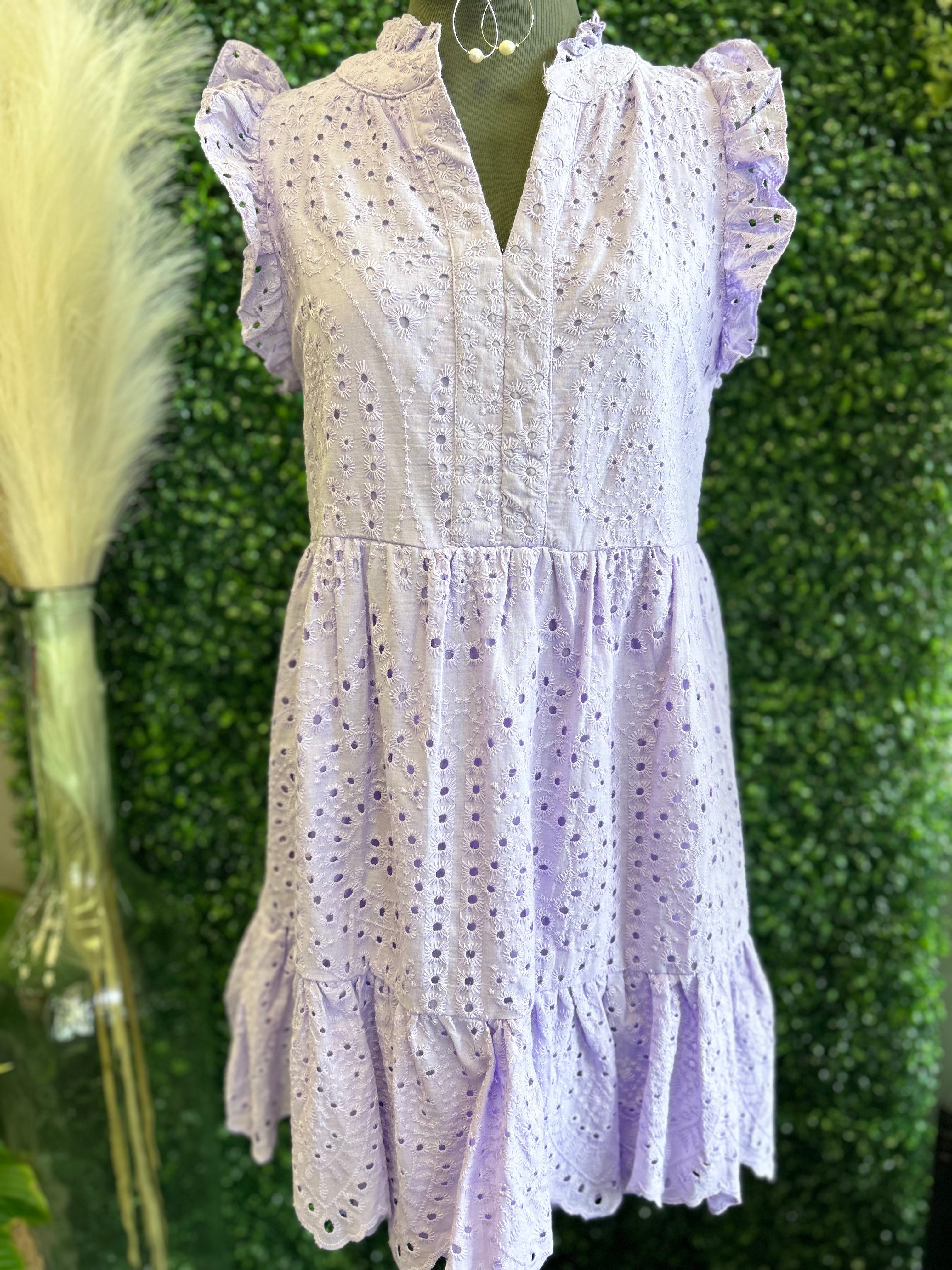 Tiered Eyelet Short Dress