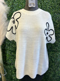 White Flower Embroidery Sweater
