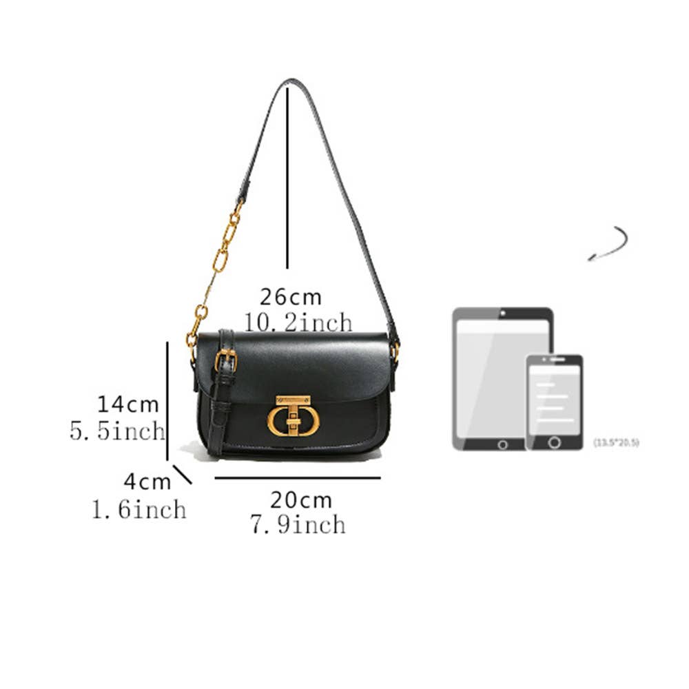 Retro Fashion Single Shoulder Bag: Black