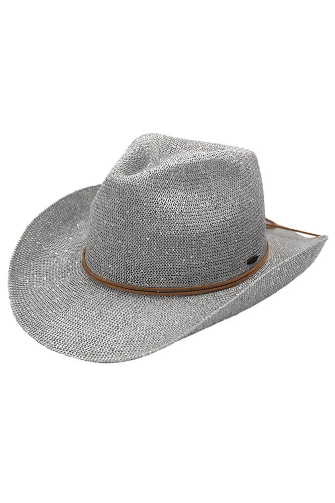 C.C Sequin Cowboy Hat: Beige