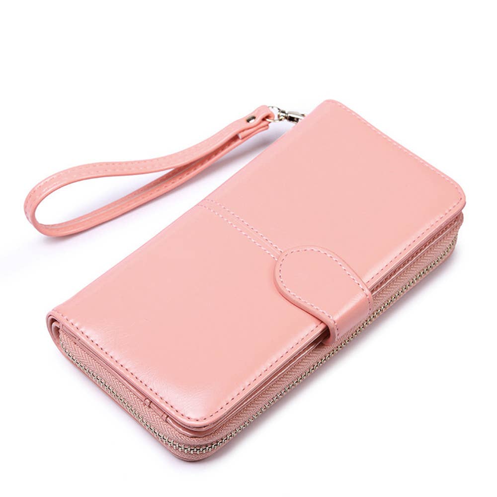 Long Zipper Buckle Large Capacity Wallet: Black