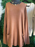 Light Pullover Sweater w/ Front Pockets