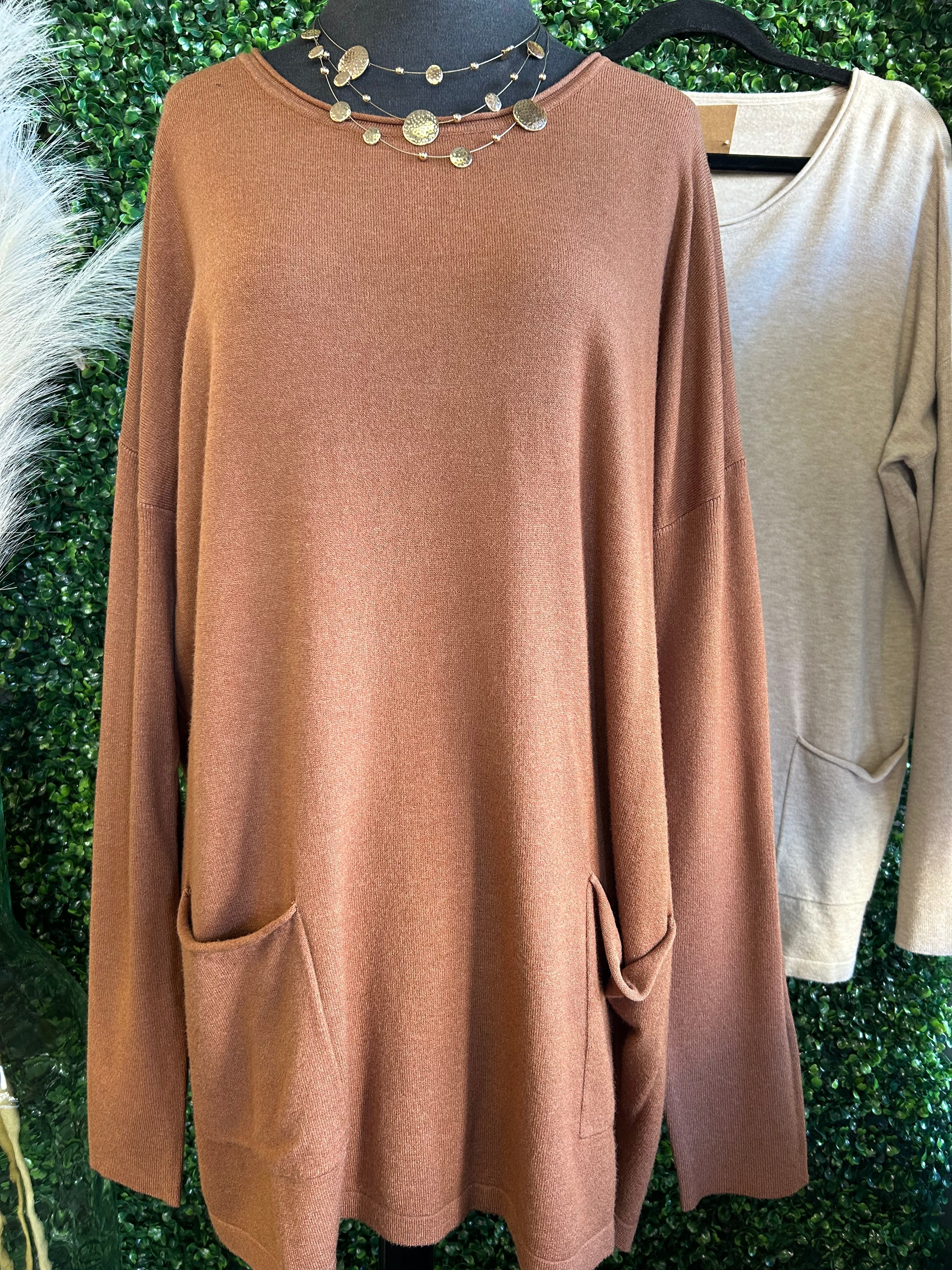 Light Pullover Sweater w/ Front Pockets