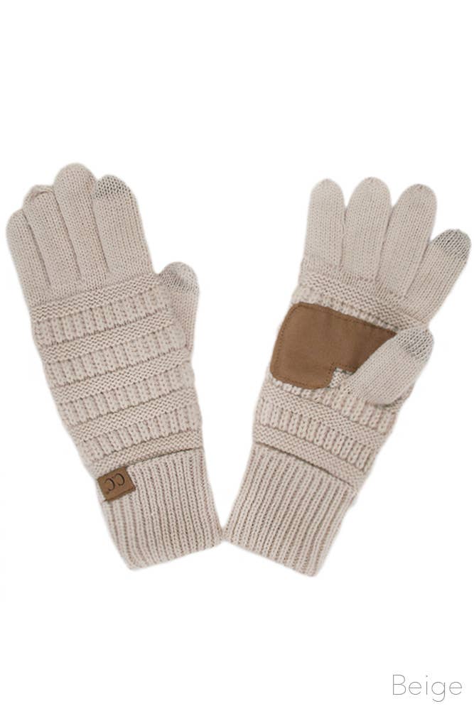 C.C Knitted Touch Screen Compatible Gloves: Black