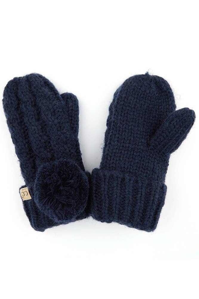 C.C Kids Pom Kids Glove With Fuzzy Lining: Pale Pink