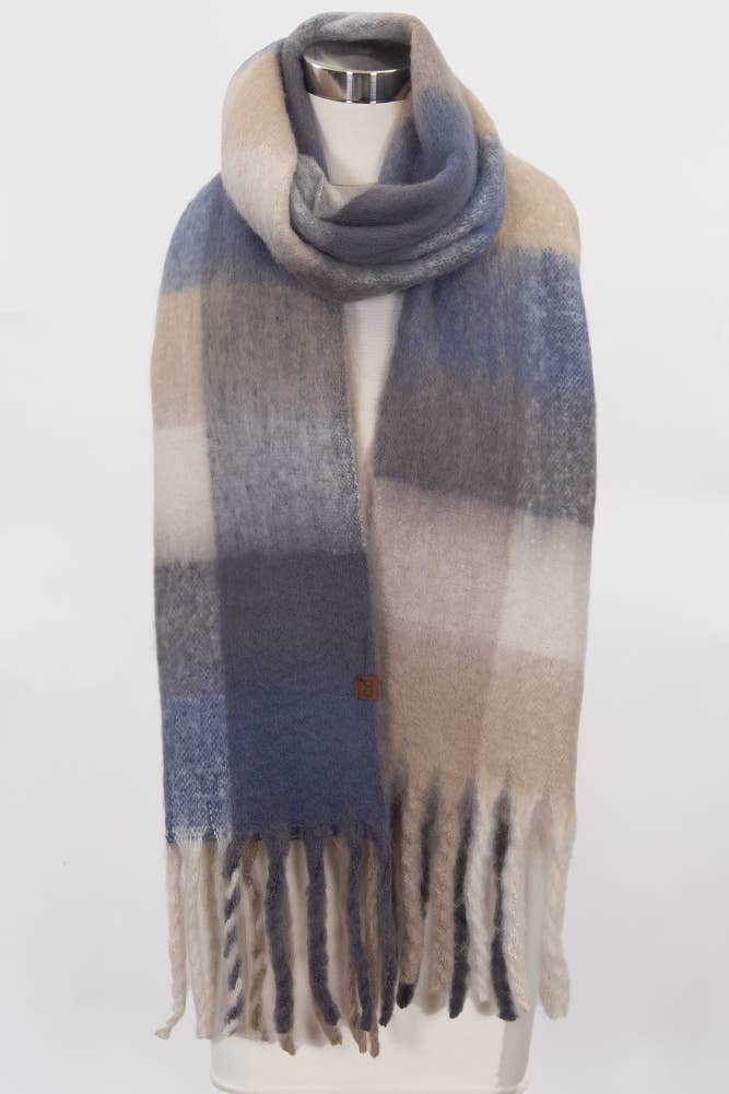 C.C Multi Color Block Plaid Check Pattern Woven Winter Scarf: 18