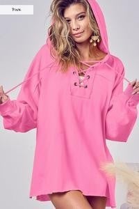 Loose Fit Hoodie w/ Lace Up