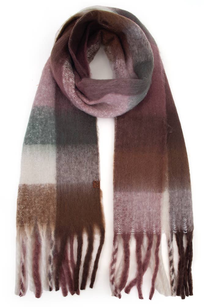 C.C Multi Color Block Plaid Check Pattern Woven Winter Scarf: 4