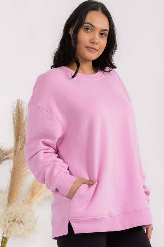 Women's Cozy Fleece Oversized Sweatshirt: Smokey Olive / XXXL