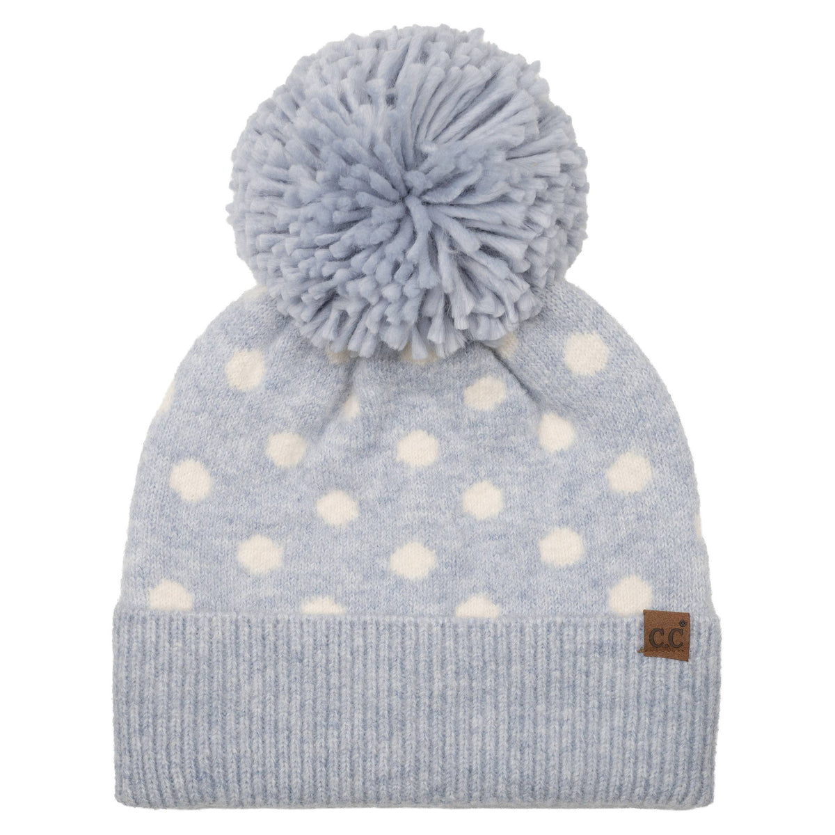 C.C Polka Dot Pattern Pom Beanie Winter Hat: Black