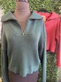 Zip-up Collared Pullover