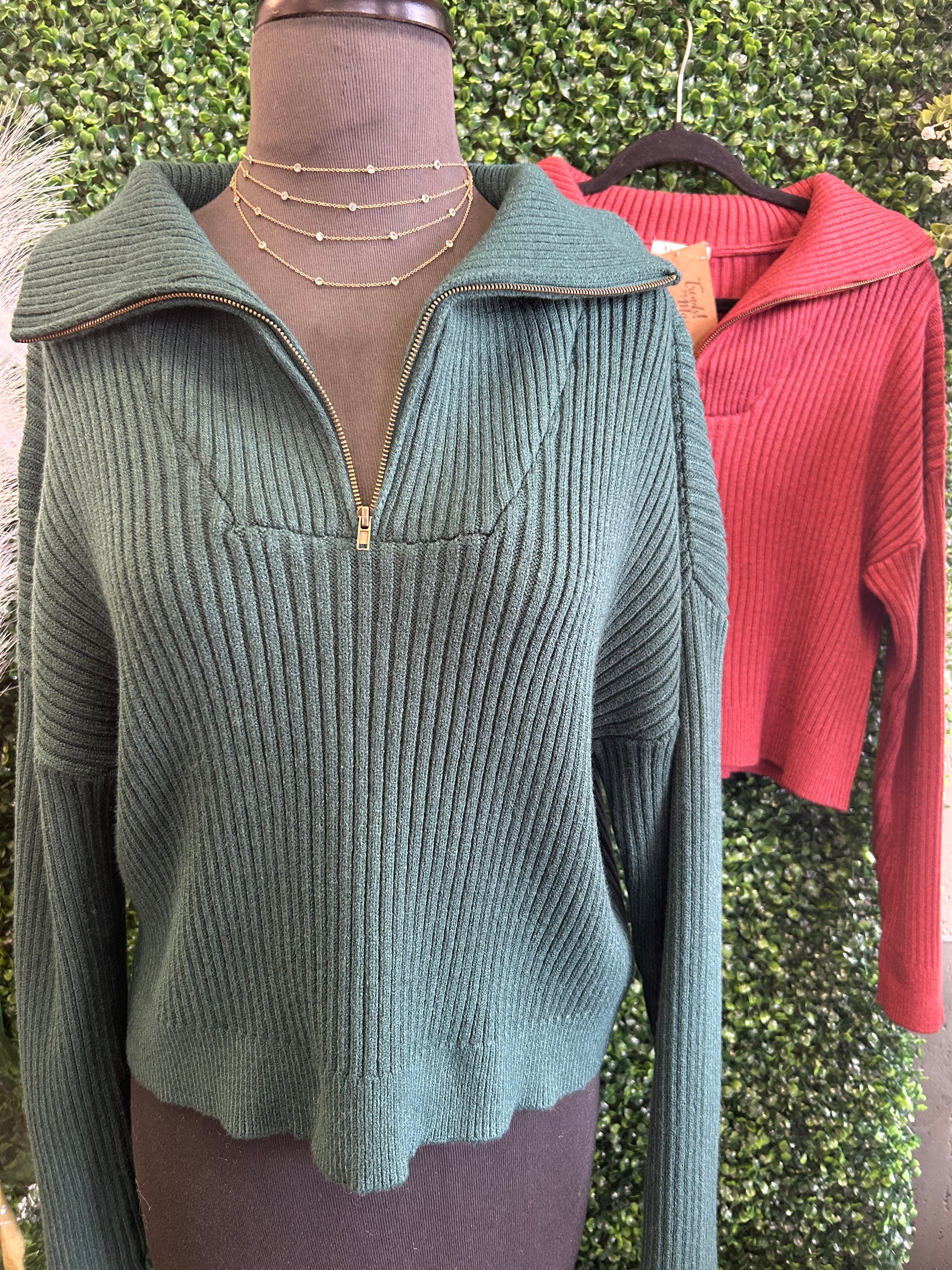 Zip-up Collared Pullover