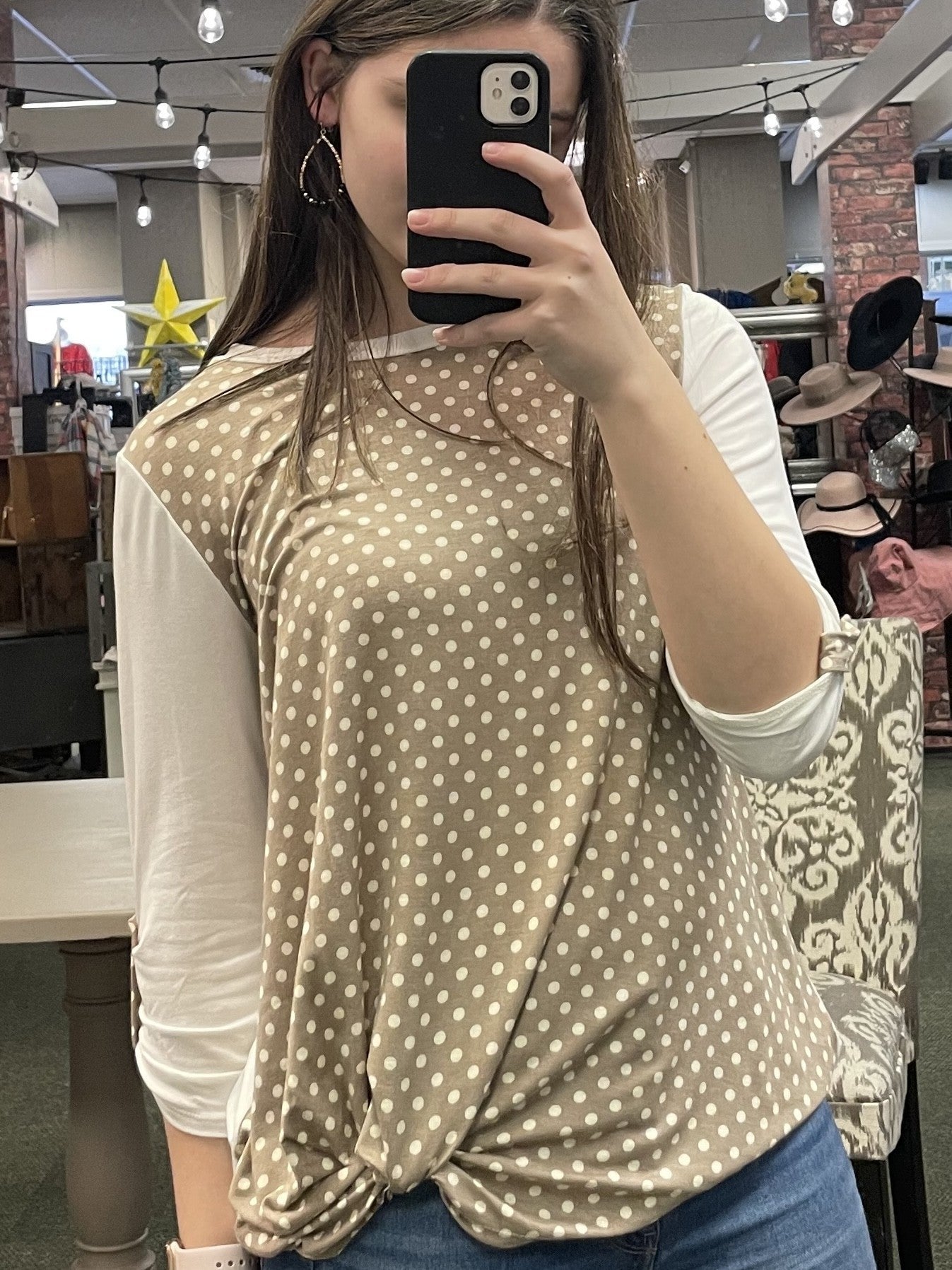 Taupe 3/4 Sleeve Top