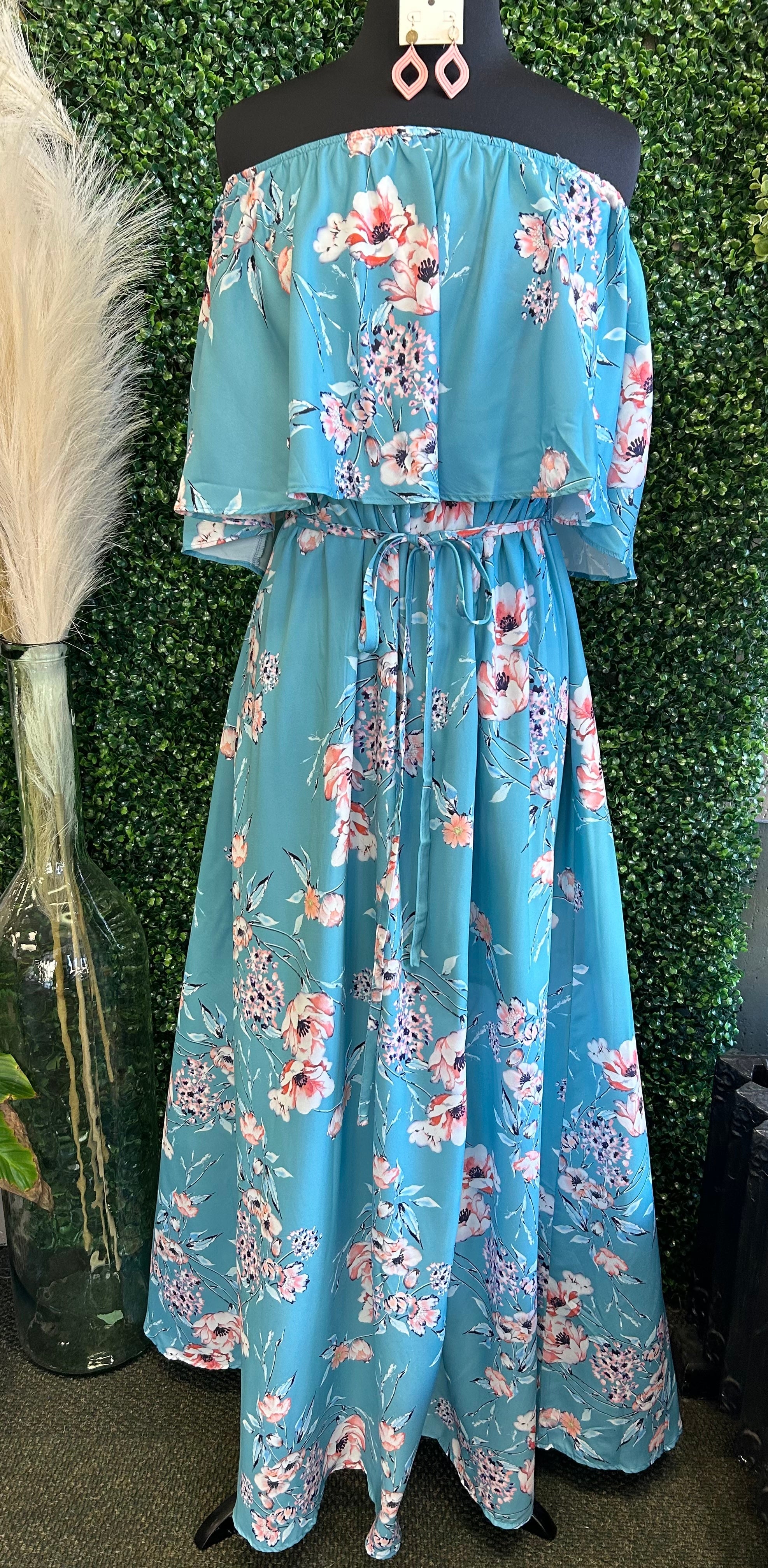 Off Shoulder Ruffle Side Slit Dress