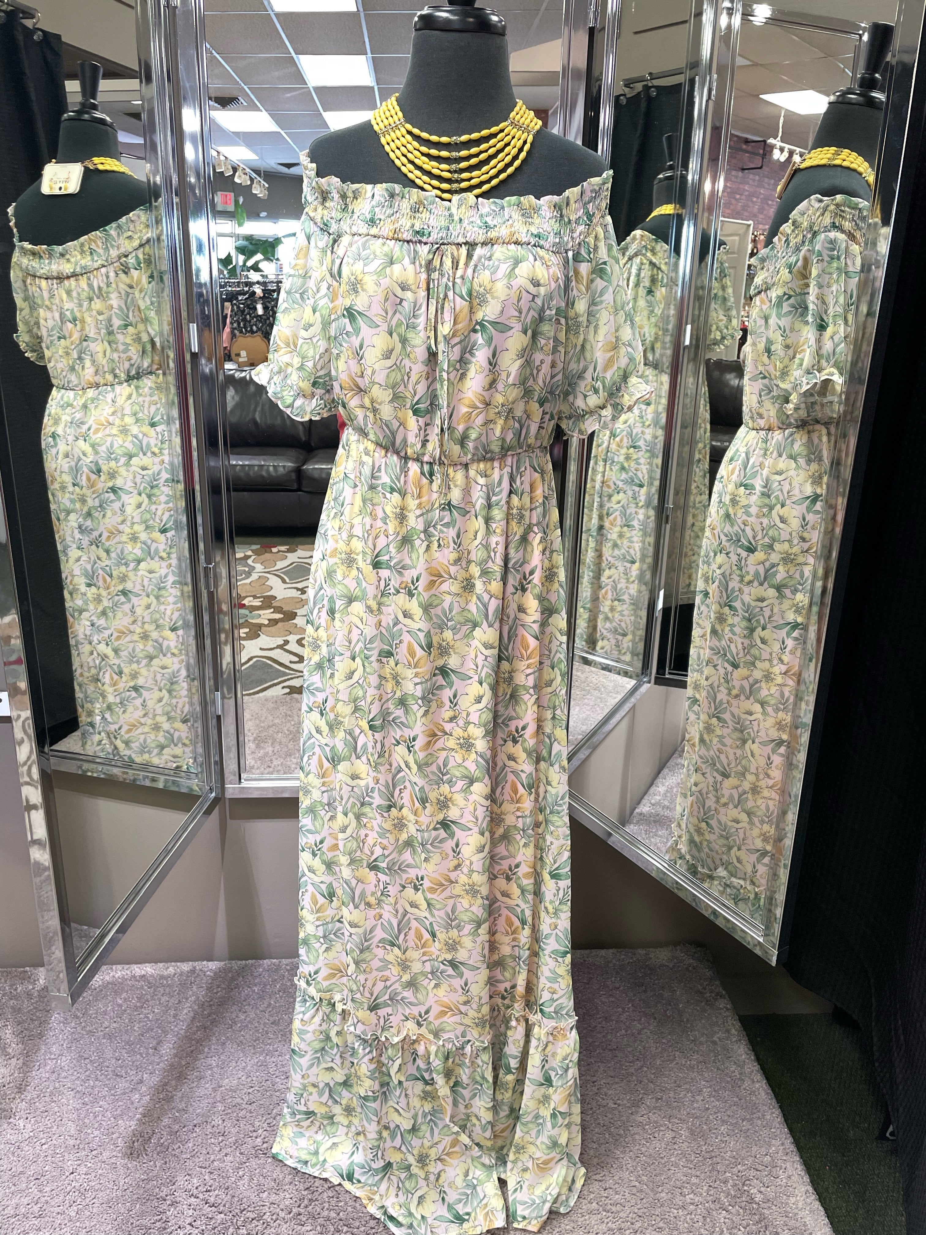Elastic Waist Floral Dress
