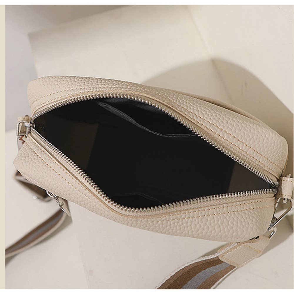Solid Color PU Crossbody Bag For Women's Small Bag: Brown / Medium