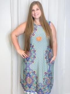 Mint Medallion Print Dress