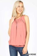 ash rose pleated waistband top