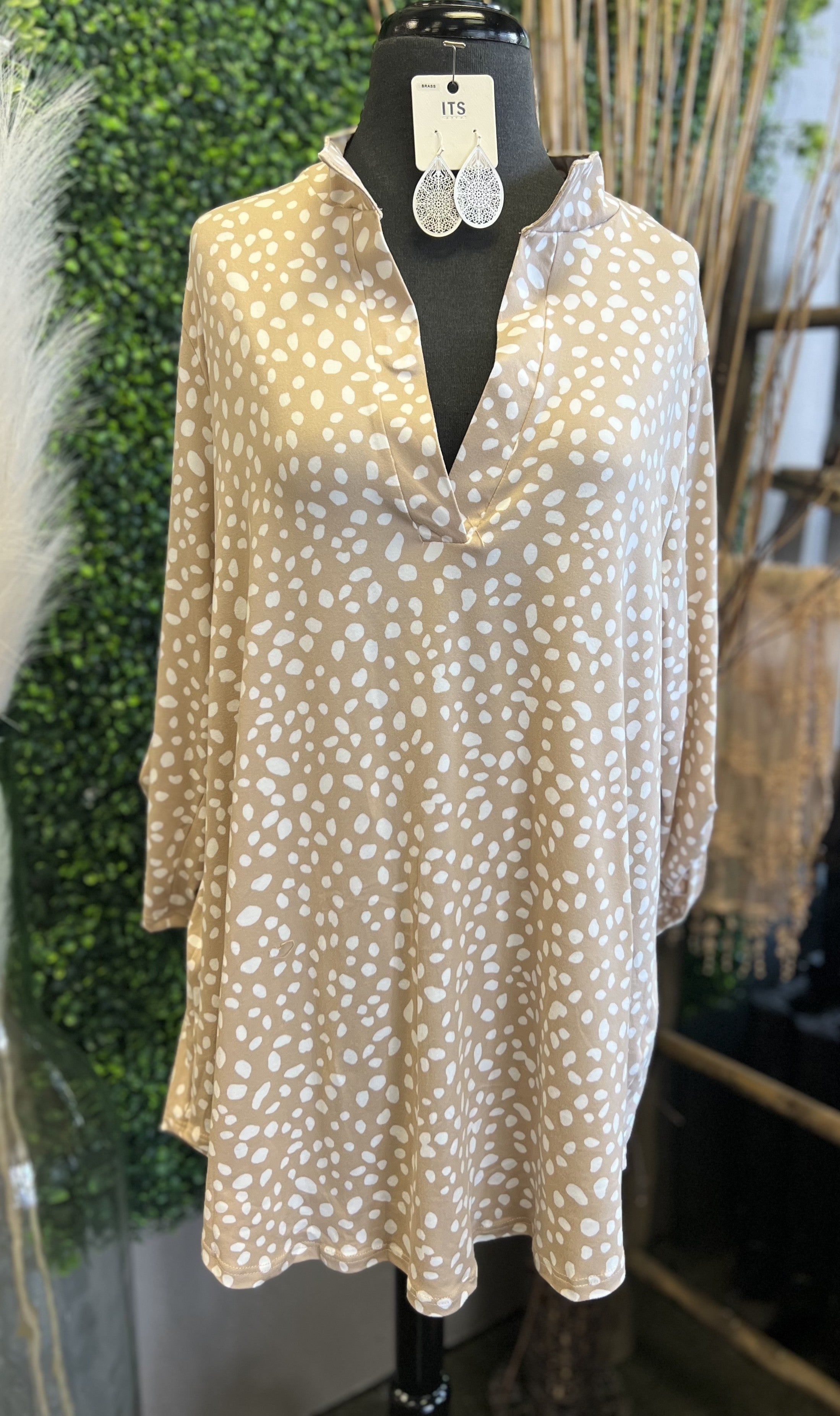 Mandarin Collar Print Top