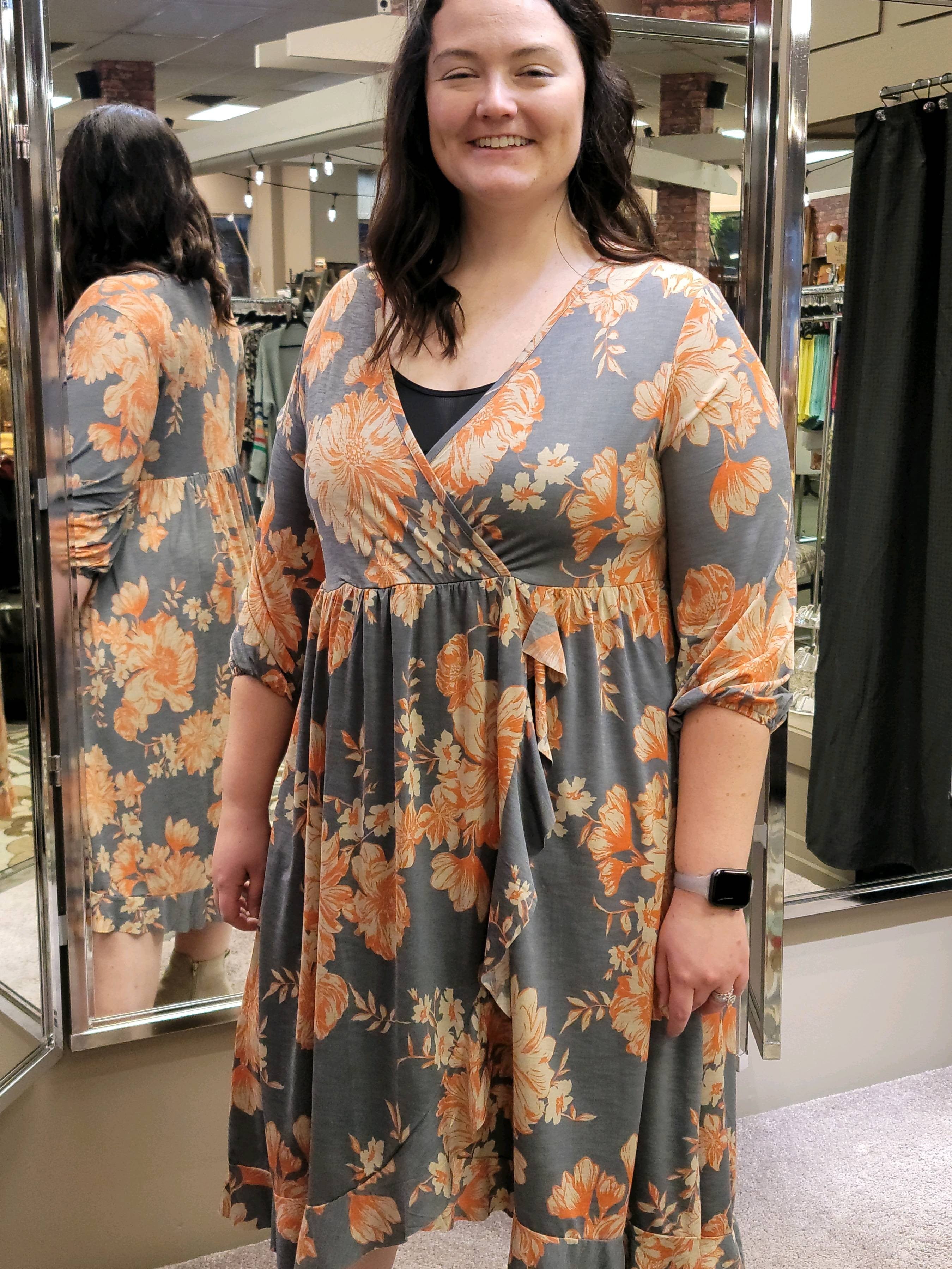 Coral Floral Dress