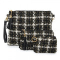 tweed plaid wristlet