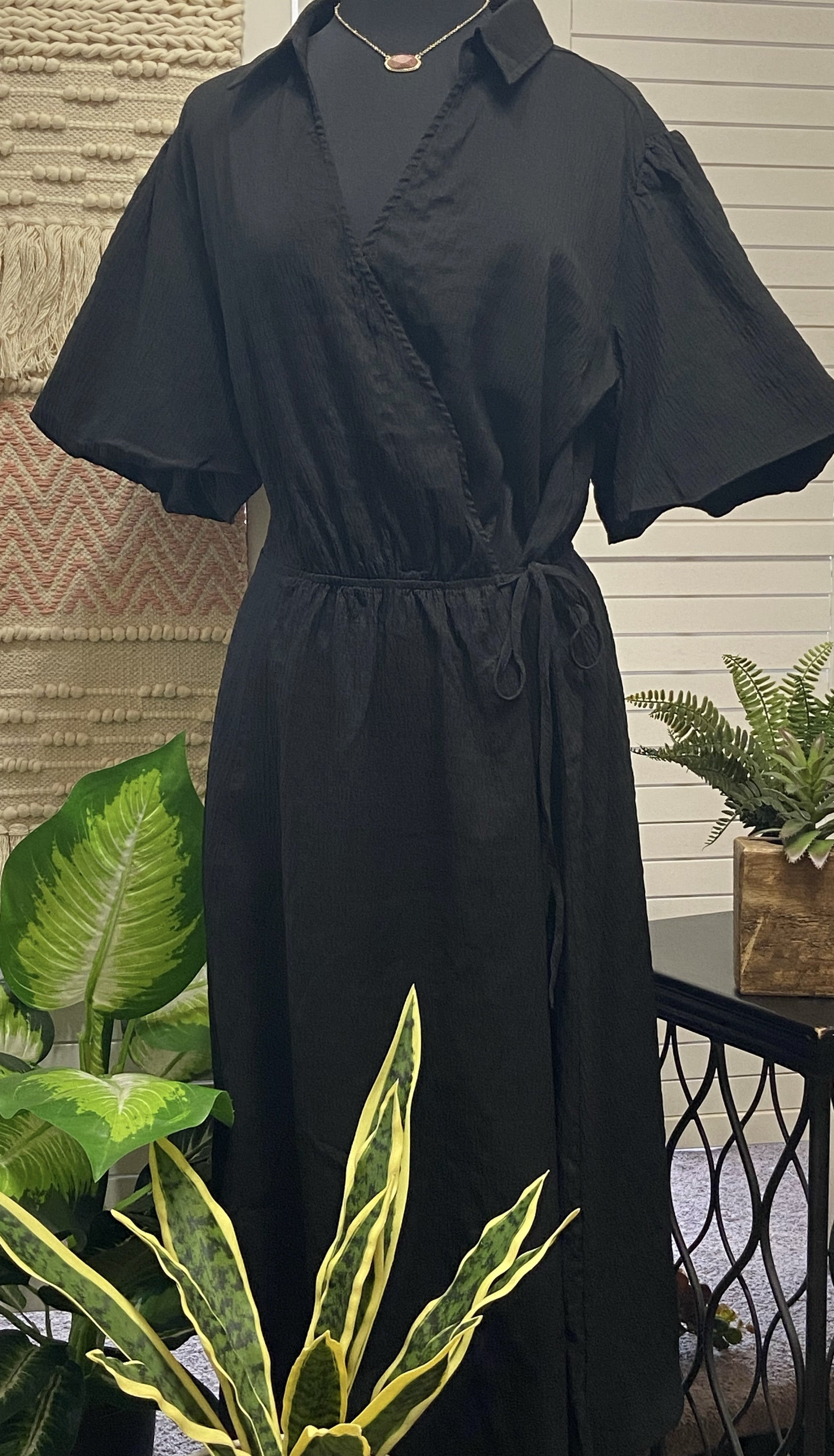 puff Sleeve Midi Dress