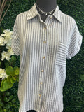 Striped Collared Linen Shirt