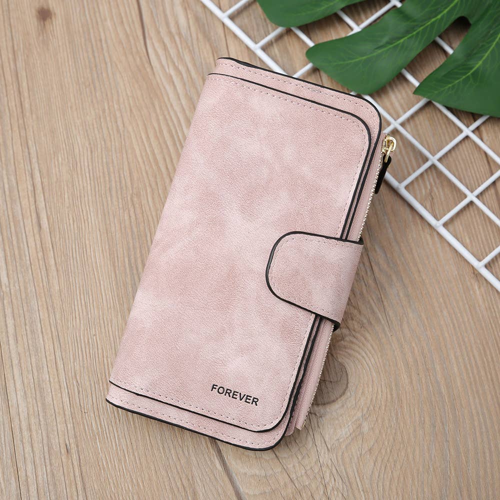 Long women's matte PU multi-purpose women's wallet: Brown