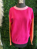 Color Block  Round Neck Loose Sweater