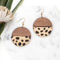 Everyday Leather & Wood Earrings: Cheetah