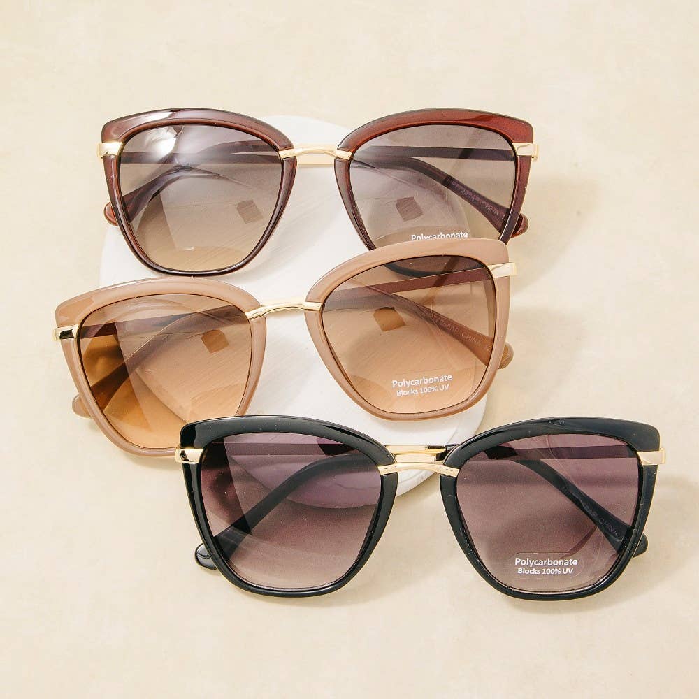 Cat-Eye Double Bar Bridge Sunglasses: ASSORTED