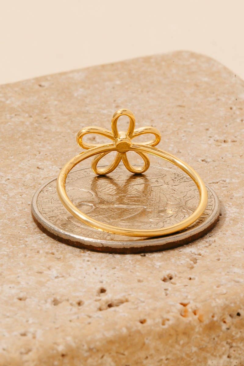 Wire Flower Dainty Band Ring: G